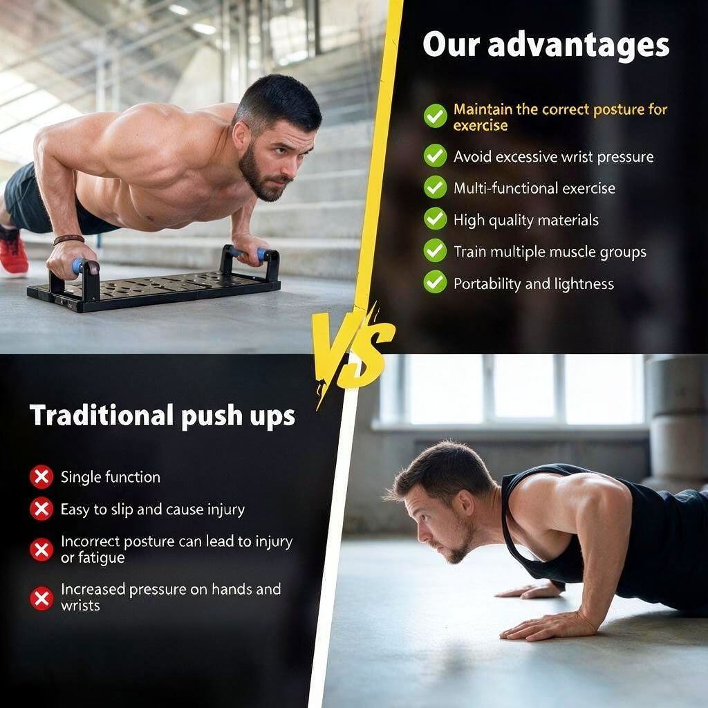 Foldable Push-Up Board – 24 Muscle-Targeting Combinations for Chest, Shoulder, Back & Triceps Training