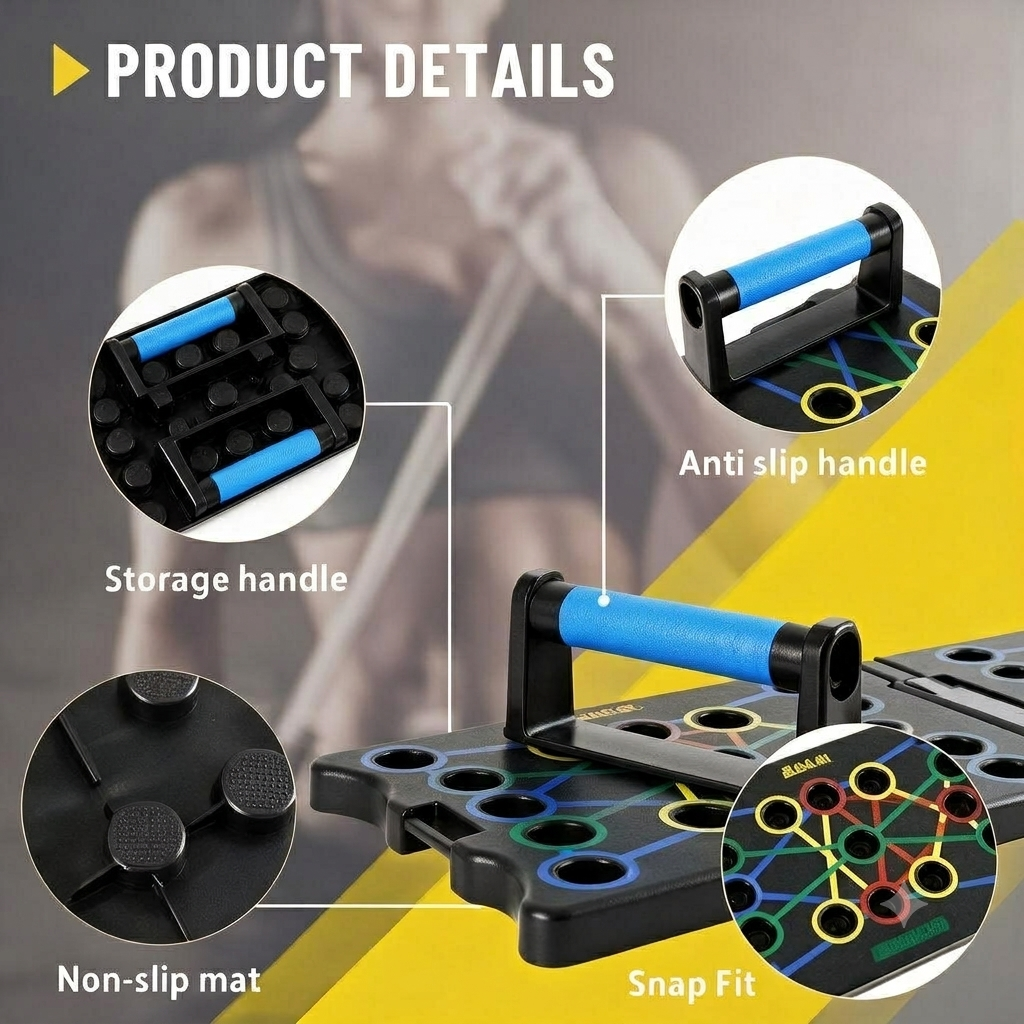 Foldable Push-Up Board – 24 Muscle-Targeting Combinations for Chest, Shoulder, Back & Triceps Training