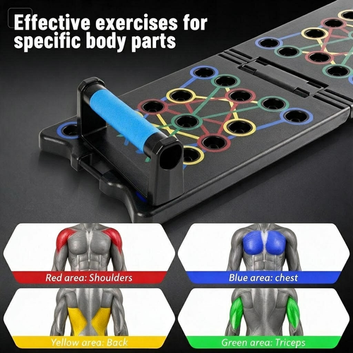 Foldable Push-Up Board – 24 Muscle-Targeting Combinations for Chest, Shoulder, Back & Triceps Training