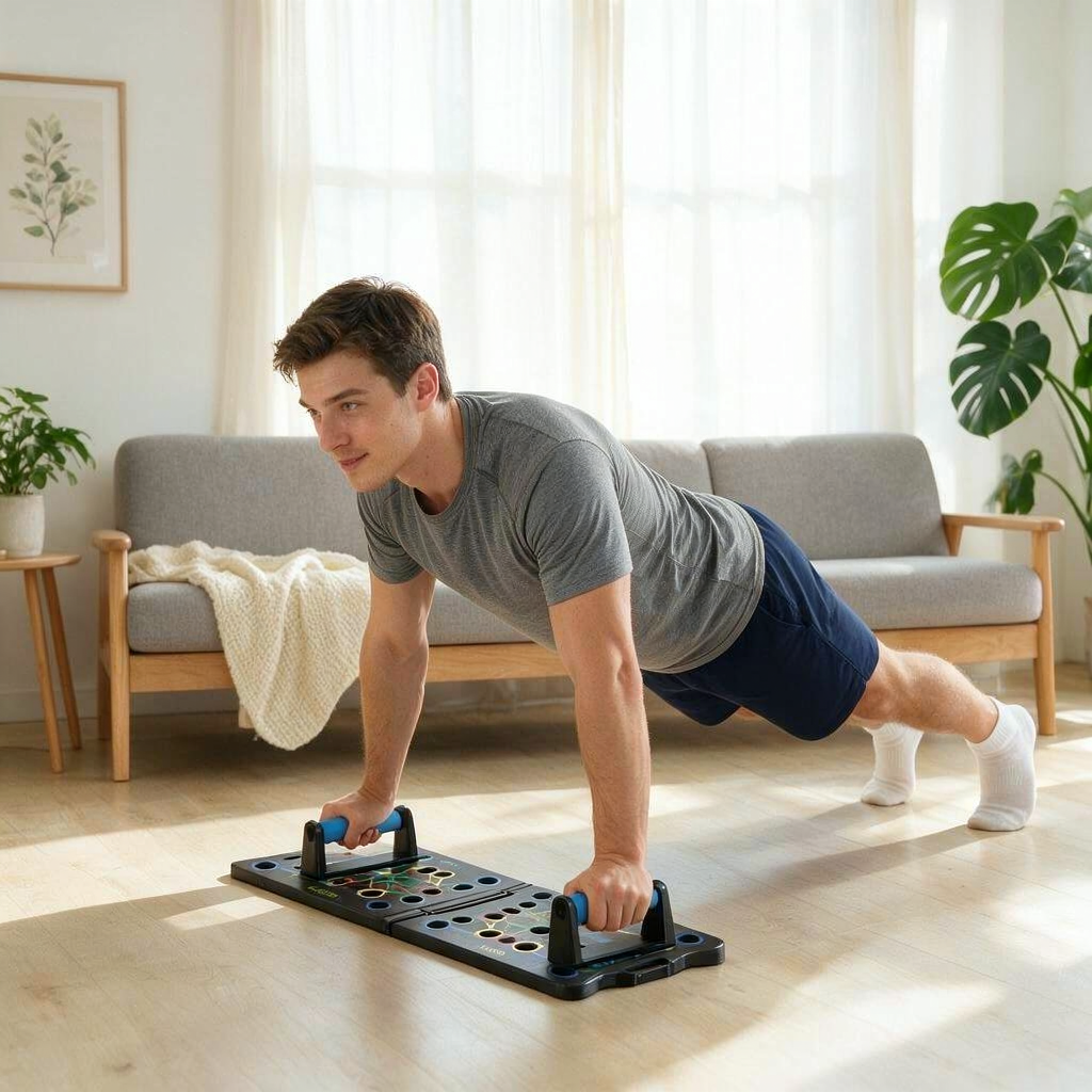Home workout with push-up board
